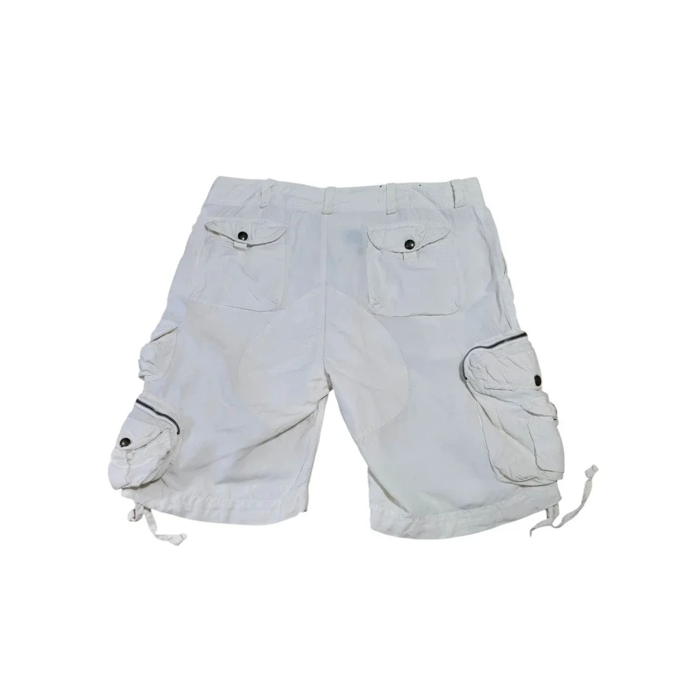 VTG Polo Ralph Lauren Linen Silk Parachute Utility Cargo Shorts Men's 36 Cream